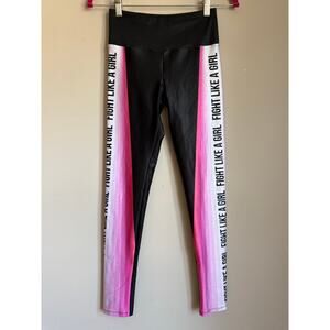 Goldsheep Leggings Women’s Small Neon Pink Black “Fight Like A Girl”
